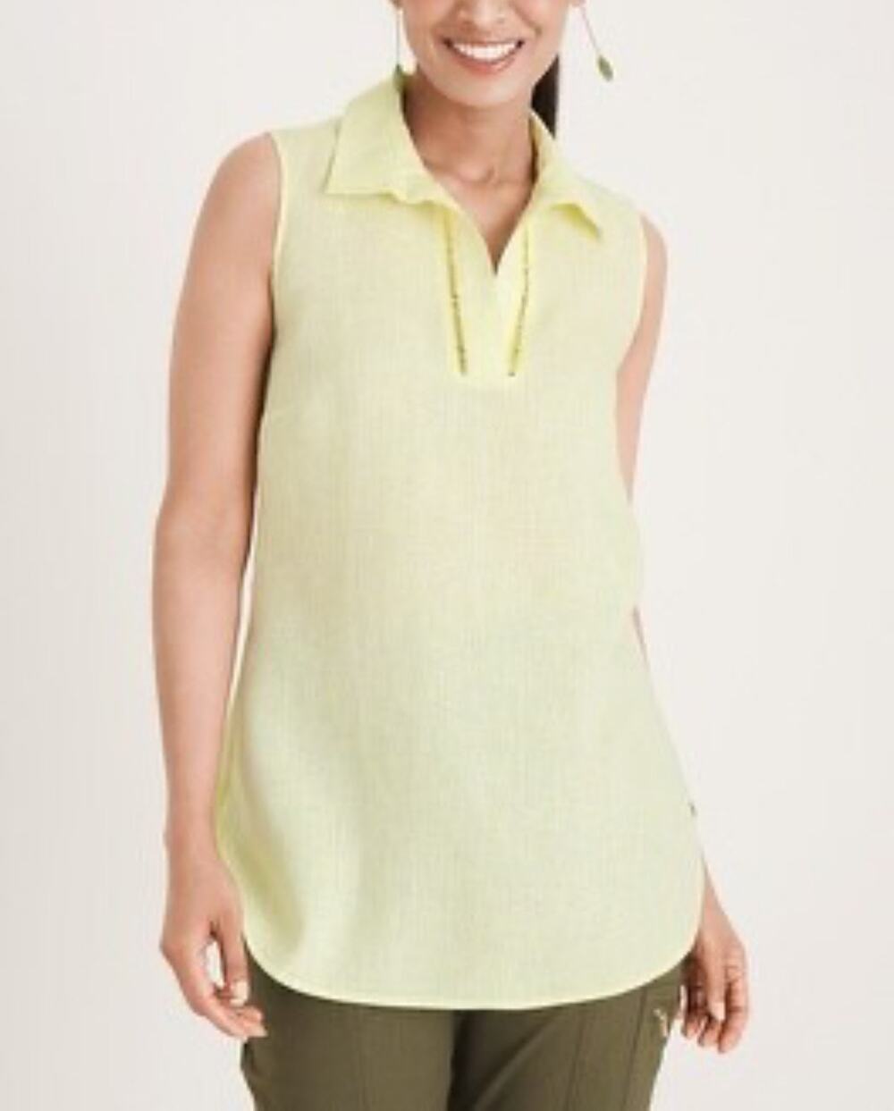Chico’s no iron freshChic linen tunic size 2 yellow